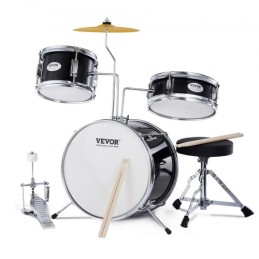 Kids Drum Set 3-Piece 14 in Beginner Drum Set for Child with Throne Black