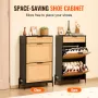 Rattan Shoe Cabinet Shoe Arrangør 2 flip skuffer & 1 Slide