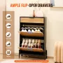 Rattan Shoe Cabinet Shoe Arrangør 2 flip skuffer & 1 Slide