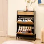 Rattan Shoe Cabinet Shoe Arrangør 2 flip skuffer & 1 Slide