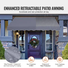 98x47" Patio Awning Retractable Awning Sunshade Shelter with Crank Handle