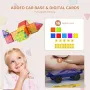 Magnetic Tiles, 55 PCS Magnetic Building Blocks for Kids, Magnet Building Set with Car Base & 16 Digital Cards, STEM Educational