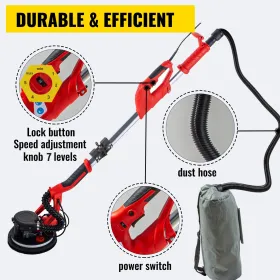 Drywall Sander 750W, Electric Drywall Sander, Foldable Sheetrock Sander, with Telescope Handle, Electric Sander, Variable Speed