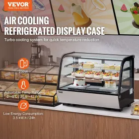 Refrigerated Display Case Bakery Display Fridge Case 5 cu ft/146L 2-Tier