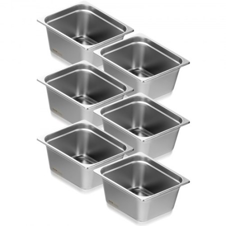 6 Pack 1/2 Size Hotel Pans Steam Table Pan Rustfrit stål 6 "Dybt