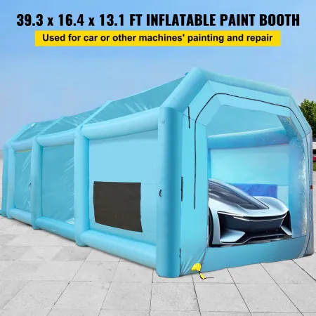 Inflatable Paint Booth, 39.4x16.4x13.1 ft Spray Paint Booth, with 2 Powerful Blowers, Inflatable Spray Booth with Air Filter Sys