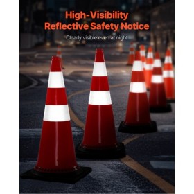Safety Cones Traffic Cones 8 x 30" Orange Reflective Collars Road Cones