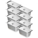 8 Pack 1/3 Size Hotel Pans Steam Table Pan Rustfrit stål 6 "dybt låg