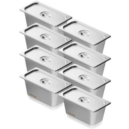 8 Pack 1/3 Size Hotel Pans Steam Table Pan Stainless Steel 6" Deep Lid