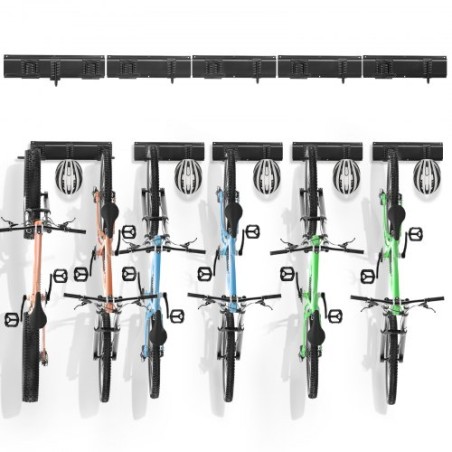 Bike Storage Rack Wall Mount Garage Bike Holder for 6 Bicycles + 5 Helmets