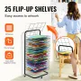 Art Drying Rack, 25 Removable Shelves 17 x 13 x 39.4 inch Paint Drying Rack With Lockable Wheels, Carbon Steel Painting Drying R