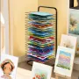 Art Drying Rack, 25 Removable Shelves 17 x 13 x 39.4 inch Paint Drying Rack With Lockable Wheels, Carbon Steel Painting Drying R