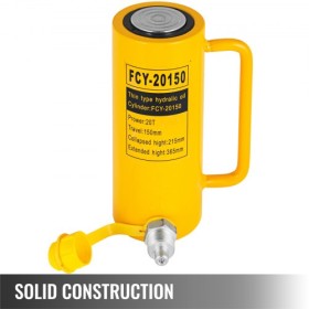 Hydraulic Cylinder Jack, 20 Ton Solid Ram Hydraulic Cylinder, 6 Inch Stroke Single Acting Hydraulic Cylinder, with Quick