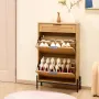 Rattan sko skab sko arrangør med 2 flip skuffer og 1 glideskuffe