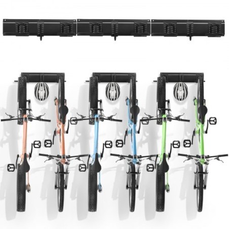 Bike Storage Rack Wall Mount Garage Bike Holder for 6 Bicycles + 3 Helmets