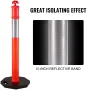 Traffic Delineator Posts 44 Inch Height Channelizer Cones Orange PE Delineator Post Kit 10 inch Reflective Band, Portable Deline