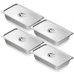 4 Pack Full Size Hotel Pans Steam Table Pan Stainless Steel 4" Deep Lid