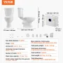 Macerating Toilet System with Powerful 700W Macerator Pump, Rear Discharge and Upflush Toilet For Basement, Dual Flush Water Dis