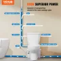 Macerating Toilet System with Powerful 800W Macerator Pump, Rear Discharge and Upflush Toilet For Basement, Dual Flush Water Dis