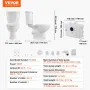 Macerating Toilet System with Powerful 800W Macerator Pump, Rear Discharge and Upflush Toilet For Basement, Dual Flush Water Dis