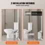 Macerating Toilet System with Powerful 500W Macerator Pump, Rear Discharge and Upflush Toilet For Basement, Dual Flush Water Dis