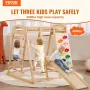 Indoor Jungle Gym, 7-in-1 Toddler Indoor Playground, Wooden Toddler Climbing Toys Indoor with Wood & Rope Ladder, Net Ladder, Sw