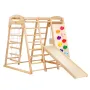 Indoor Jungle Gym, 7-in-1 Toddler Indoor Playground, Wooden Toddler Climbing Toys Indoor with Wood & Rope Ladder, Net Ladder, Sw