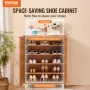 Rattan Shoe Cabinet, 5 Tiers Shoe Storage Organizer with 2 Doors and Adjustable Shelves, 40.35" Tall Rattan Shoe Storage Entrywa