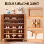 Rattan Shoe Cabinet, 5 Tiers Shoe Storage Organizer with 2 Doors and Adjustable Shelves, 40.35" Tall Rattan Shoe Storage Entrywa