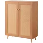 Rattan Shoe Cabinet, 5 Tiers Shoe Storage Organizer with 2 Doors and Adjustable Shelves, 40.35" Tall Rattan Shoe Storage Entrywa