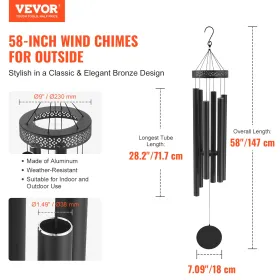 Wind Chimes for Outside 1473 mm Aluminum Memorial Deep Tone Wind Chimes