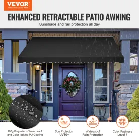 138x47" Patio Awning Retractable Patio Canopy Sunsetter with Crank Handle