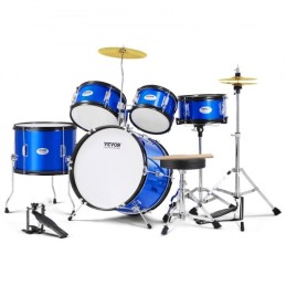 Kids Drum Set 5-Piece 16 in Beginner Children Drum Set with Throne Blue