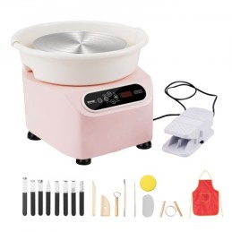 Pottery Wheel 11in Ceramic Wheel Foot Pedal Touch Screen Apron 350W Pink