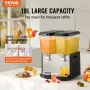 Commercial Beverage Dispenser, 2 Tanks 18 L Per Tank Juice Dispenser, 370W Stainless Steel Ice Tea Drink Machine with 45°F-54°F 