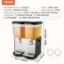 Commercial Beverage Dispenser, 2 Tanks 18 L Per Tank Juice Dispenser, 370W Stainless Steel Ice Tea Drink Machine with 45°F-54°F 