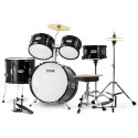 Kids Drum Set 5-Piece 16 in Beginner Children Drum Set with Throne Black