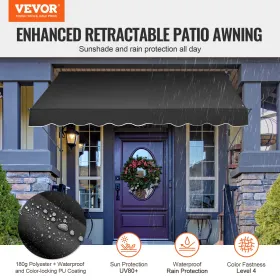 98x47" Patio Awning Retractable Patio Canopy Sunsetter with Crank Handle