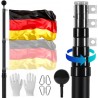 25FT Telescopic Flagpole Kit Heavy Duty Aluminum Flag Pole German Black