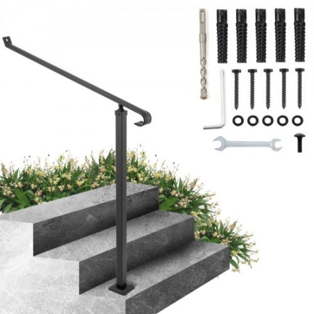 40mm Pipe Wrought Iron Handrail 2 Steps Handrails for Outdoor Steps Handrails Garden Railing Exterior Handrail Stair Railings