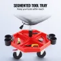 Rolling Garage Stool, Adjustable Height, 17 x 15 in Comfort Cushion,Round Shop Stool with Parts Tray,All-Terrain 5" Casters with