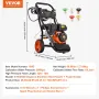 Benzin højtryksrenser 3950 PSI 10L/min 2.6 GPM med 5 dyser til