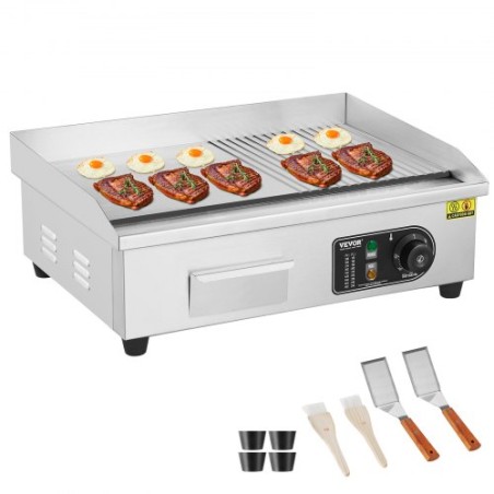 Commercial Electric Griddle 3200W Countertop Half-Flat Top Grill 122â„‰-572â„‰