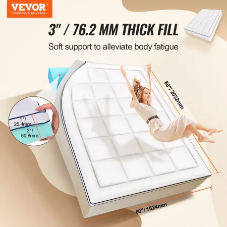 Madras Topper Premium Memory Foam Fiber Fill Queen 76,2 mm