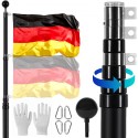 20FT Telescopic Flagpole Kit Heavy Duty Aluminum Flag Pole German Black
