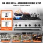 Commercial Gas Stove with 6 Burners, Propane and Natural Gas Countertop Cooking Stove Range, Stainless Steel Gas Hot Plate, Comm