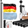 25FT Detachable Flagpole Kit Heavy Duty Aluminum Flag Pole German Black