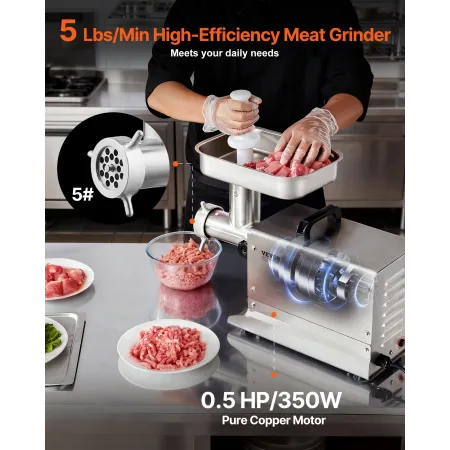 Kommerciel elektrisk kødslibemasse 5 lbs/min pølse stuffer