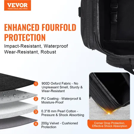 Telescope Case, 560 mm, Telescope Storage Bag with Fixed Buckles, Multi-Pocket & Detachable Divider for Telescope, Shock-Absorbe