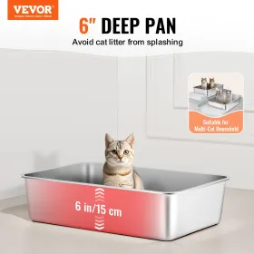 6 in Deep Cat Litter Box Odor-Free Litter Box with Filtering Foot Board